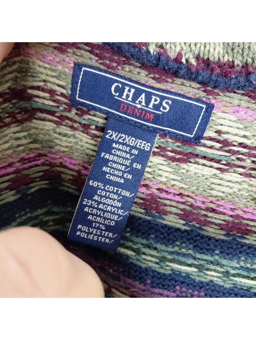 Chaps Vest Womens 2X Dark Colors Sweater Heavy Cotton Grandma Grunge Eclectic - Picture 5 of 8